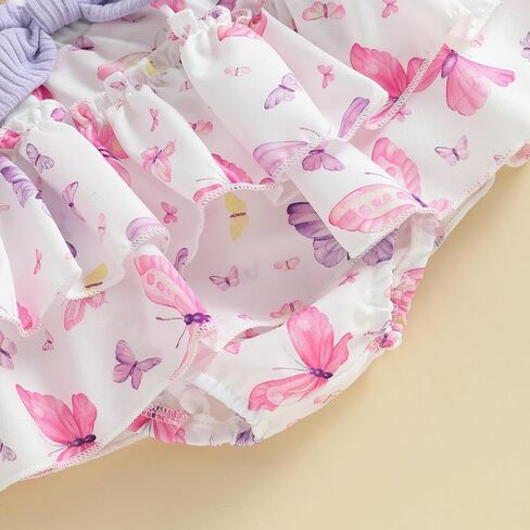 Engofs Baby Girl Clothes Newborn Summer Outfits Short Sleeve Romper Ruffle Bloomers Shorts with Headband in Kuwait