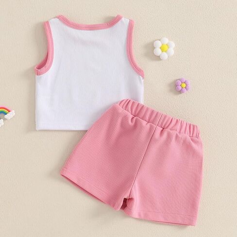 Madjtlqy Toddler Girl Girl Summer Clortsless Tank Tops Skorts Skorts Skorts 2PCS Baby Outfit 1-5y in Kuwait