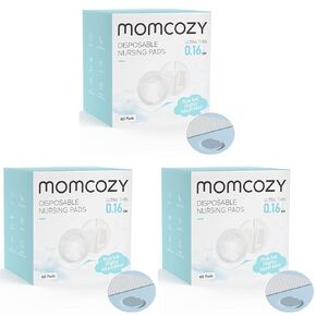 Momcozy Ultra-Thin Disposable Nursing Pads, Ultra-Absorbent and Breathable Portable Breast Pads for Mothers, Keep Dry Continuously, Make Breasts Light and Unburdened, Individually Packaged（60 Count）