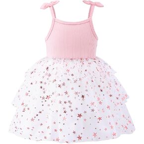 Mioglrie Toddler Flower Girl Dress Tutu Party Dress Princess Sundresses Spaghetti Strap Tulle Sequin Dresses for Girl