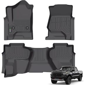 ANBINGO-Floor Mats for Chevrolet Bolt EV (Not for EUV) 2017-2023 All Weather Easy Clean TPE Car Mat Waterproof Non-Slip Fits Front & 2nd Row Full Bolt EV Floor Mats Accessories-Black