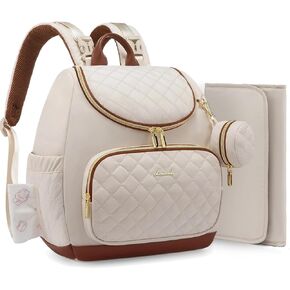 LOVEVOOK Small Diaper Bag Backpack, Waterproof Diaper Bags for Baby Girl Boy with Changing Pad, Stylish Baby Diaper Bag, Travel Diaper Bag for Mom Dad with Stroller Buckles,14 Inch