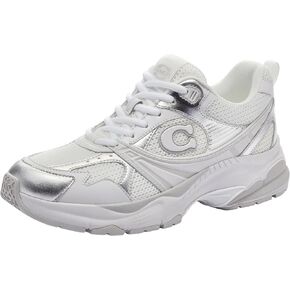 Coach Women's Metallic Mesh Sneaker, Charcoal/Black, 9.5