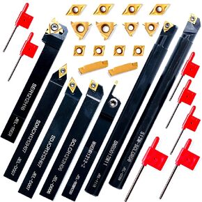 Lathe Turning-Tools Threading Holder 21pcs - Metal Lathe Cutting Tools 7pcs 1/2" Turning Holders Boring Bar Set+14pcs Carbide Inserts for Lathe Tools