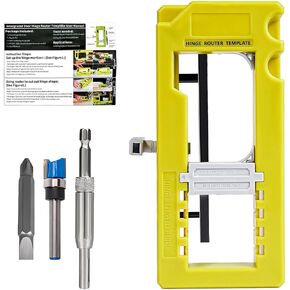 Adjustable Door Hinge Jig Kit, Hinge Router Template & Installation Tool for Door Hinge from 3" to 5" Length, Radius 1/4" or Radius 5/8, Fits Square Hinge Types