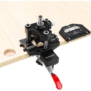 3-Axis Concealed Hinge Jig Ultra with Extra Hinge Screw Hole Guide and Quick Clamp,Metal Cabinet Hinge Jig,35mm Cabinet Door Hinge Jig Drill Guide,Woodworking Cabinet Doors Mounting Tool