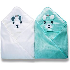 Ioly's Hooded Baby Bath Towels for Newborn Essentials 41" Set of 2 Towels with Hood for Kids Babies Toddler Infant (Large) Baby Towel Cosas para Bebes recien nacidos Bath Items (White and Pink)