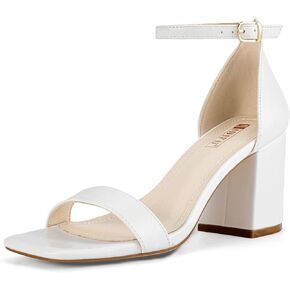 IDIFU IN3 Chunky Block Square Open Toe High Heels Ankle Strap Heeled Sandals Wedding Bride Bridal Prom Dance Summer Dressy Comfortable Sexy Trendy Bridesmaid Dress Shoes Cute Thick Heels for Women