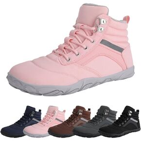 Womens Mens Winter Barefoot Boots Warm Minimalist Wide Toe Box Snow Boots Zero Drop Sole Outdoor Water Resistant Ankle Booties