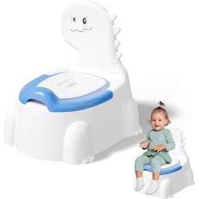 Potty Training Toddler Toilet Seat, Toilet Potties Training for Children Infant Baby Dinosaur Potty Chair with Splash Guard, Lid, Comfortable Backrest Portable Travel Potty