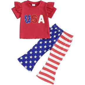 Mayummpy Toddler Girl 4th of July الزي الولايات المتحدة الأمريكية