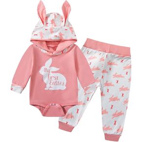 PROMOTED TO BIG SISTER Baby Girl My First Easter Outfit Bunny Pant Sets