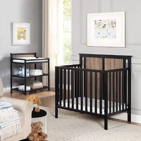 Suite Bebe Connelly 3-in-1 Mini Crib in Gray/Rockport Gray - Comes with Mattress Pad