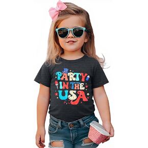 Party in The USA T-Shirt Toddler 4th of July Shirt Boys Girls American Flag Patriontic Casual Short Sleeve Tops