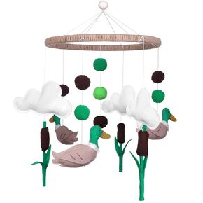 Mallard Duck Baby Mobile for Crib Woodland Baby Mobile Mallard Duck Crib Mobile for Baby Wild Duck Felt Nursery Mobile Nursery Mobile Neutral Wooden Handmade Hanging Mobile for Crib
