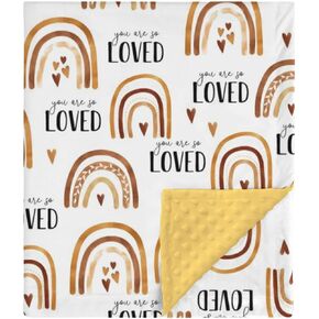 HawSkgFub Boho Rainbow You are So Loved Mink Baby Blankets Dotted Backing Boy Girl Shower Gift, Inspirational Brown Double Layer Nursery Swaddle, Soft Newborn Infant Toddler Bed Crib Bedding 30 x 40