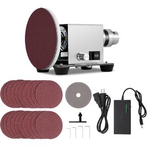 Electric Resin Polishing Machine 120W, Epoxy Resin Sanding and Polishing Kit, Stepless Speed Control, with 20 PCS Sandpapers for Wood, Stone, Plastic, Jewelry Sanding