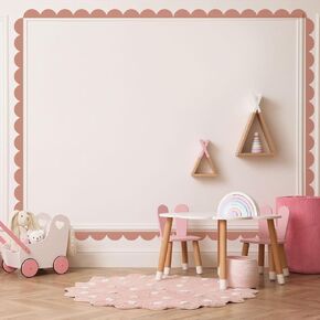 Scallop Border Wall Sticker，Door Edge Scallop Decorative Art Stickers，Scallop Peel and Stick Border，for Nursery, Kids Bedroom Living Room Home Scandinavian Boho Painting Wall Décor.