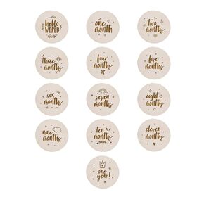 The Cotton & Canvas Co. Wooden Disc Birth Announcement, Milestone Marker Plaque, Nursery Decor, Newborn Month Marker Cards