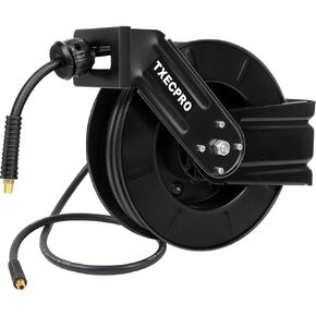 Retractable Air Hose Reel, 3/8 IN x 50 FT Hybrid Air Hose Max 300 PSI, Air compressor hose reel with 5 ft Lead in, Ceiling/Wall Mounted air hose reel,Heavy Duty air tool