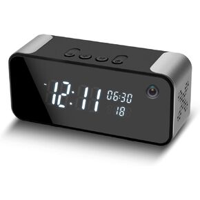 Wireless Indoor Camera for Home Security, Alarm Clock & Bluetooth Speaker, 4K Nanny Cam for Indoor Safety, HD Night Vision & Motion Detection Alerts,Cloud & SD Storage, Remotely Access Camera