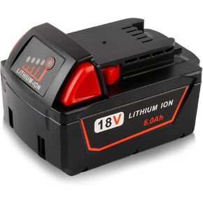 18V 6.0Ah Replacement for Milwaukee M18 Battery and 48-11-1840 Charger Combo Compatible with Milwaukee 18V Battery Cordless Power Tools 48-11-1811 48-11-1815 and Other 48-11 Series
