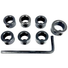 Drill Bit Stop Collar Set for FTG Countersink Drill Bit Set 6 Pc All Same Size 3/8", 1 Pc 1/2", Allen Wrench 1/8" for Consistent Depth Drilling with Storage Container