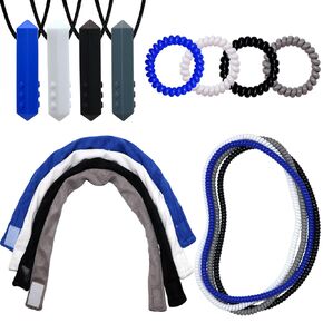 Sensory Necklaces for Chewing Boys Girls, 16 Pack Stretchy Coil Bracelets Chewing Necklace for Kids Sensory with Autism, ADHD, SPD, Silicone Chewy Necklace Sensory for Biting, Teething Anxiety Needs