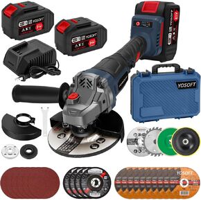 5" Cordless Angle Grinder Tool Set,2 * 6.0Ah Battery Powered Grinder,10000 RPM Brushless Metal Grinder w/10x5" Cutting Wheels,21V Grinder Tool Cordless for Precision Cutting & Grinding