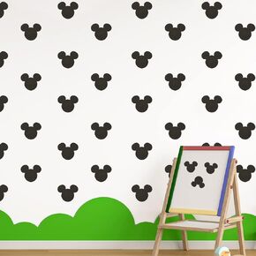 120PCS Cartoon Mouse Head Wall Stickers, Cute Animal Kids Room Wall Decals Removable Mouse Head Wall Sticker for Baby Nursery Children Girls Boys Bedroom