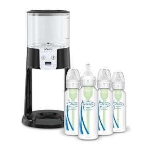 Dr. Brown's Insta-Prep Warm Water Dispenser with Natural Flow Anti-Colic Options+ Baby Bottles 8 oz/250 mL, with Level 1 Slow Flow Nipple, 4 Pack, 0m+