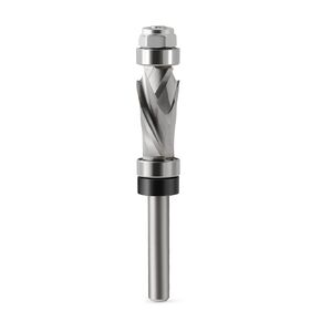 Compression Flush Trim Router Bit 1/4" Shank,1/2" Cutting Dia,Top and Bottom Bearing Carbide Spiral Up-Down Pattern Template Flush Cut Router Bit Woodworking Trimming Tool