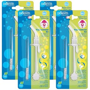 Dr. Brown's Baby's First Straw Cup Straw Replacement Kit with One Straw and One Cleaning Brush, BPA Free (Pack of 4)