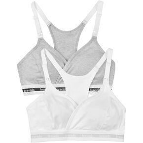 Bravado Designs 2-Pack Original Sleep Nursing Bra Bundle in Dove Heather & White (Medium)