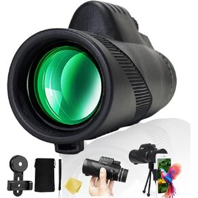 10x42 HD Monocular Telescope with Smartphone Adapter Tripod Travel Bag, Larger Vision Monocular for Adults with BAK4 Prism & FMC Lens, Suitable for Bird Watching Hunting Sports Hiking Traveling