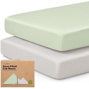 KeaBabies 2-Pack Fitted Crib Sheets for Boys, Girls, Baby - Soft Bamboo Viscose Cotton, 52x28 Standard Crib Mattress Sheets, Toddler Bed Mattress Cover, Gender Neutral, Breathable, Durable (Sage)