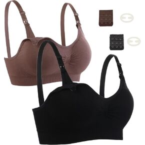 2 Pack Nursing Bras for Breastfeeding Maternity Bra Breastfeeding Wirefree Seamless Pregnancy Bralette for Womens