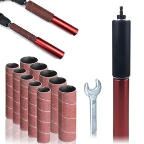Spindle Sander Adaptor, 1.5 Inch Sanding Sleeves for Spindle Sander, 10 Pack Spindle Sander Sleeves, 1.5in Mandrel Aluminum Alloy Drill Sanding Mandrel Kit for Wood Metal