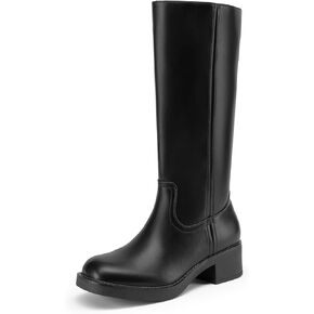 DREAM PAIRS Womens Knee High Boots Square Toe Platform Chunky Block Heel Banana Campus Boots for Women Comfortable Low Heel Side Zipper Womens Riding Tall Boots