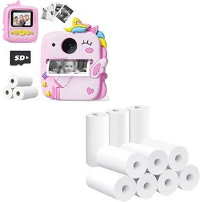 Kids Camera Instant Print Pink with 10 Rolls Refills for Girls