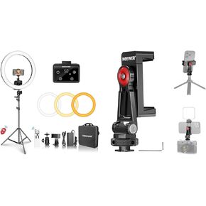 Neewer Advanced 18 inch LED Ring Light Support Manual Touch Control, 2.4G Remote and Multiple Lights Control, 3200-5600K, Stand and Metal Phone Tripod Mount Included for Makeup YouTube Video Salon