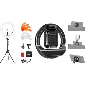 NEEWER 55W 18"/45cm Ring Light Kit [New Version], 5600K 0-100% Dimming LED Selfie Light with Light Stand and Phone Holder, Foldable Continuity Camera Mount with Cold Shoe Included