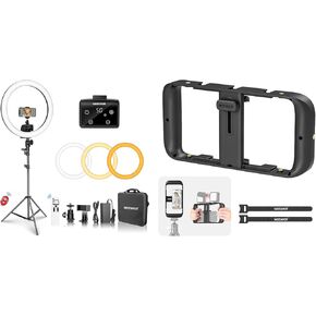 Neewer Advanced 18 inch LED Ring Light Support Manual Touch Control, 2.4G Remote and Multiple Lights Control, 3200-5600K, Stand and Smartphone Video Rig Included for Makeup YouTube Video Salon