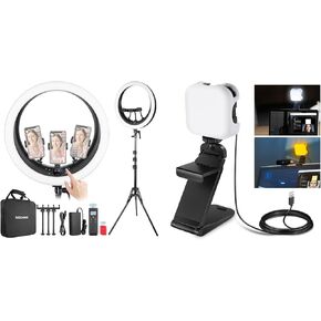 NEEWER Ring Light RP19H 19 inch with Stand, 3 Phone Holders and LED Streaming Light, Upgraded 2.4G/Touch Control, Smooth Dimming at 1%, 42W CRI 97+ 2540lux, Professional for Streaming Zoom Lighting