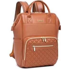 Baby Diaper Bag Backpack, Vegan Leather Diaper Backpack with Laptop Compartment 15.6 inch, Baby Bag Large Capacity, Waterproof Travel Backpack(Brown)