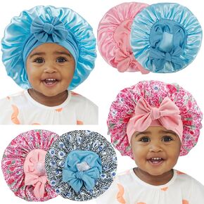 4pcs bonnets Baby Satin ، غطاء محرك السيارة للحرير للأطفال ، أغطية شعر للأطفال للنوم ، وغطاء ساتان الأطفال لمدة 0-36 شهرًا