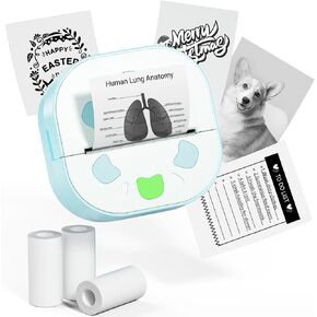 Sticker Printer, D21 Mini Printer Portable Thermal Printer Inkless Sticker Maker Machine Bluetooth for Phone & Tablet, for Notes, Journal, DIY, Kids Gift, Blue