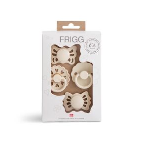 Frigg Baby's First Pacifier - Floral Heart 4 -Pack | صنع في الدنمارك | BPA خالية (كريم ، 0-6 أشهر)