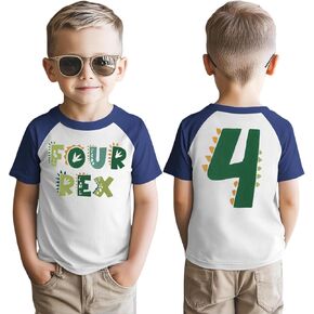 Dinosaur Birthday Shirt Toddler Boys T-Rex 2nd 3rd 4th Birthday T-Shirts Outfit Funny Dino Party Tee Tops