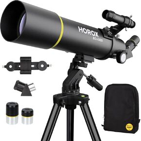 Telescope 80mm Aperture 500mm Refractor Telescope for Adults, Telescope for Kids Beginners w. Pro Tripod & Phone Adapter, Portable Telescopes Backpack